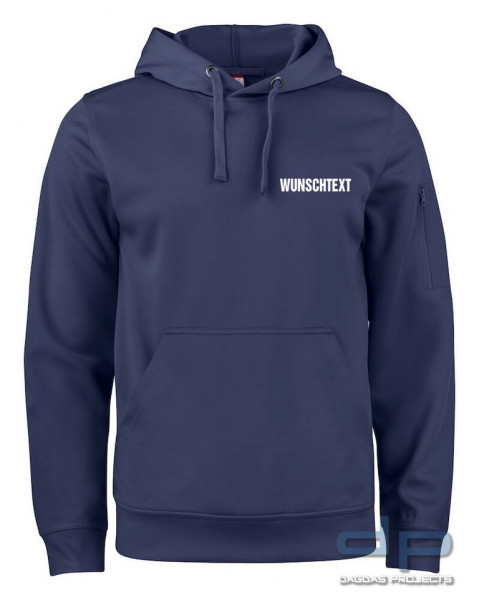 Basic Active Hoody mit Wunschaufdruck in Marine Blau, Größe L