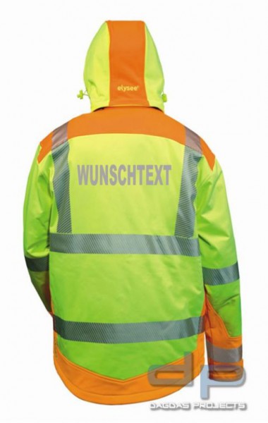 Wattierte Behörden Warnschutz Softshelljacke mit Aufdruck nach Wunsch in reflex silber